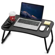 Large Black Lap Desk for Bed and Sofa Portable Foldable Table with Cup Holder