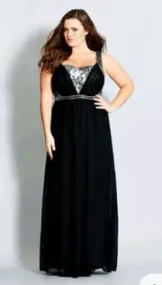 City Chic Medium Formal Gown Plus Size 18 Lace Trim Love