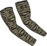 [FSCEV] Stripe Sun Protection Arm Sleeves Outdoor Essentials Cooling Compression Golf Hiking Cycling