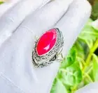 Silver Plated Poison Ring For Women With Natural Ruby Gemstone Size 9 US