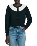 Sandro Contrast Collar Cardigan