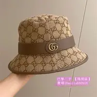 在飛比找蝦皮購物優惠-巴黎二手 GUCCI 古馳 帽子古馳新款雙G金扣滿logo印