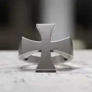 Handmade 925 Sterling Silver Iron Cross Ring - Minimalist Men's Band