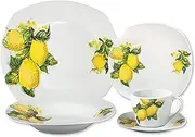 Porcelain 20 Piece Square Dinnerware Set Service for 4-Lemon Design