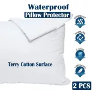 Terry Cotton Pillow Protectors 100% Waterproof Pillow Case Quilted 2/4/6 PCS