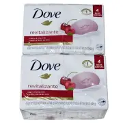 2 Packs Dove Revitalizante Cherry & Chia Milk ¼ Moisturizing Cream 4 Bar Soap