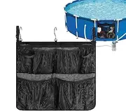 Ground Pool Storage Container, Storage Pouch Mesh Organizer with Hooks, Hangable Poolside Pouch Pool Bag for Home Camping Beach Parties