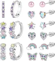 [Staligue] Hypoallergenic Earrings for Girls Women,316L Surgical Steel Screw Back Earrings for Girl Cute Kids Earring Set for Sensitive Ears Screw Back Stud Toddler Earring Set Kids Jewelry for Teen Girls