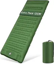 Aonext Self-Inflating Camping Sleeping Mat, 12 cm Thickened Air Mattress, Self-Inflating with Foot Press Pump, Prevent Air Loss, Inflatable Mattress, Ultralight, Waterproof, Outdoor (Fir Green)
