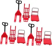 Sosoport 3 Sets Miniature Hand Trolley Moving Tool Models with Warning Signs Educational for Learning About Construction and Transport Simulation