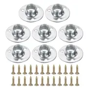 8Pcs Round Base T-Nuts, M10 3 Holes Iron Plate Nut, 8.2mm Height, Silver