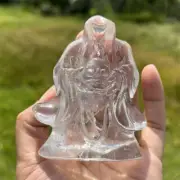 0.21kgNatural Clear Quartz Carved Death Skull Crystal Reiki Skull Halloween gift