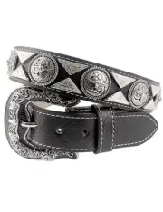 Mens Western Belt Cowboy Country Concho Leather Belt for Jeans Pants Rodeo