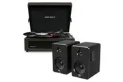 Crosley Voyager Bluetooth Portable Turntable - Black + Bundled Majority D40 Bluetooth Speakers - Black
