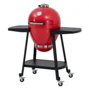 Portable 20 in. Outdoor Charcoal Egg Grill Red Kamado Grill with Pizza Plate BBQ