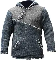 [GYXHPTD] Vintage Knitted Hooded Sweater Men Winter Thick Long Sleeve Pullover Spring Men's Harajuku Hoodie Tops
