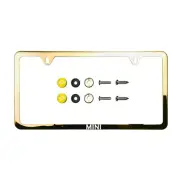 Fit Mini Laser Etching Stainless Steel Polish Gold Slim License Frame w/Cap
