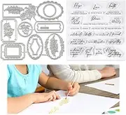 Cutting Dies and Stamp Set, Metal Embossing Die Cuts Creative Silicone Stamp Words Decorative Pattern Die Cuts for Card Making DIY Scrapbooking Arts Crafts Stamping Album