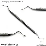 HEMINGWAY BONE CURETTES No. 3 SPOON SCOOP TYPE PERIODONTAL DENTAL IMPLANT LAB