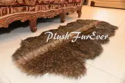 36" x 58" A40 Brown Tip Coyote Middle Seam Custom Design Plush Fur Area Rug