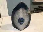 Agate Geode End pc. 4lbs. 9oz. 6” T & W Gorgeous Blue, Light Brown, colors
