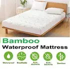 Bamboo Mattress Protector Matress Waterproof Topper Fitted Cover King Queen Bed