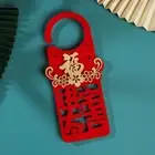 2pcs Hollow Doorknob Pendant Red Door Hanging Ornament Party