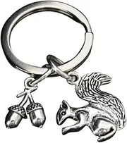 [Minkissy] 2Pcs Squirrel Shape Keychain Pendant Hand Painted Car Keyring Unique and Fashionable Key Holder for Handbags Purses and Accessories