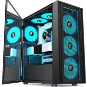 PC Case - Pre-Installed with 4 PWM ARGB Fans, ATX Mid-Tower Gaming Case, Hing...