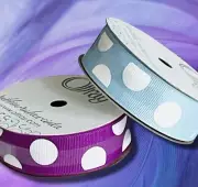 Mixed Lot of 2 Rolls of Grosgrain Polka Dot Ribbon 7/8" x 9 yds each Blue Purple