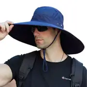 Super Wide Brim Bucket Hat UPF50+ Waterproof Sun Hat One Size C06-navy Blue