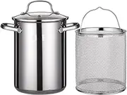 Soup Pot Stainless Steel Asparagus Pot with Frying Basket Stock Pot Frying pan Household Small deep Frying pan