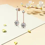 Rose Gold Duo Stones Dangle Earrings Embellished With SWAROVSKI® Crystals
