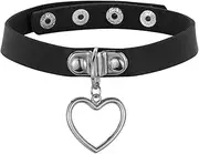 [ALLY-MAGIC] Heart Leather Choker, Adjustable Love Heart Punk PU Necklace Goth Choker, Black Vintage Gothic Punk Choker Fancy Dress Rock Necklace For Women Men Accessory Y9AXDZXQ