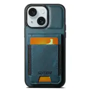 For Iphone 15 Oil Wax Leather Wallet Stand Back Phone Case