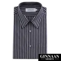 在飛比找PChome24h購物優惠-【GINNAAN 】簡約奢華優質長袖襯衫(黑底白直紋)