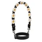 (Black)Water Bottle Handle Cute Flower Silicone Loop Hand Woven Water Bottle ID