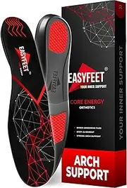 [EASYFEET] Anti-Fatigue Plantar Fasciitis Shoe Insoles - High Arch Support Insoles - Inserts Orthotics Men Women - Heel Arch Feet Pain Flat Feet - Work Boot Inserts Hiking Running