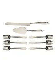 Stainless Steel Cake Knife, Server And Splayd Set of 8 in Silver