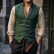 Vintage 1920s Vest Waistcoat The Great Gatsby Gentleman Groomsmen Slim Fit Men's Masquerade Wedding Wedding Guest Party / Evening Adults' Vest