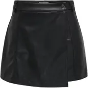 [ONLY] Women's Onlhero Mw Faux Lea CC PNT Skort, Black