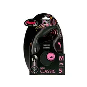 Flexi Classic Cord Retractable Dog Lead Black (Medium 5m)