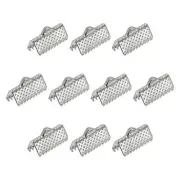 200Pcs Ribbon Crimp Clamp Ends 13mm Cord End Clasp for DIY Craft Silver White