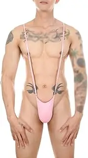 [Maiyifu-GJ] Men's V Sling Mankini Swimsuit Sexy Suspender Bodysuit Thongs Stretch Bulge Pouch Jock Straps Underwear