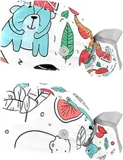 [YTYVAGT] 2-Pc,Nurse Scrub Caps,Scrub Hats with Buttons and Cotton Sweatband,Animal Tiger Koala Hand Drawing