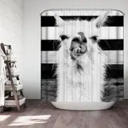 Funny Black and White Alpaca Shower Curtain