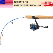 2 Piece 25" Spinning Ice Fishing Rod Medium Light Rod and Reel Combo Graphite