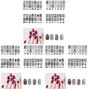 Healvian 12 Pcs Nail Art Practice Hand Kit Nail Stencils Stamping Plates Templates for Equipment