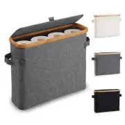 Toilet Paper Storage Basket with Lid, Bamboo Toilet Paper Storage Holder Stan...