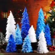 9 Pcs Christmas Feather Tree Table Top Feather Christmas Tree Xmas Tree Tabletop